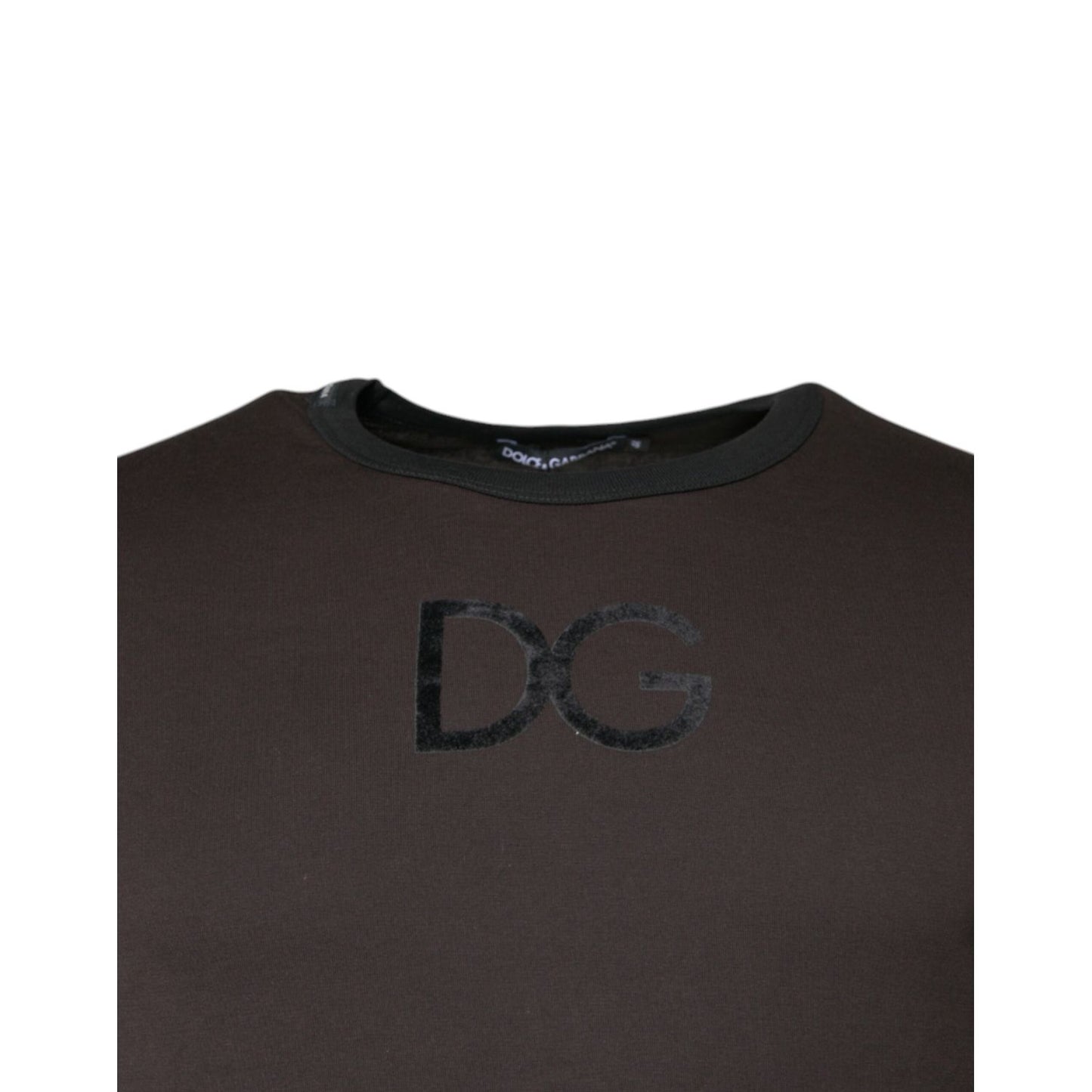 Dolce & Gabbana Brown Logo Cotton Crew Neck Pullover Sweater