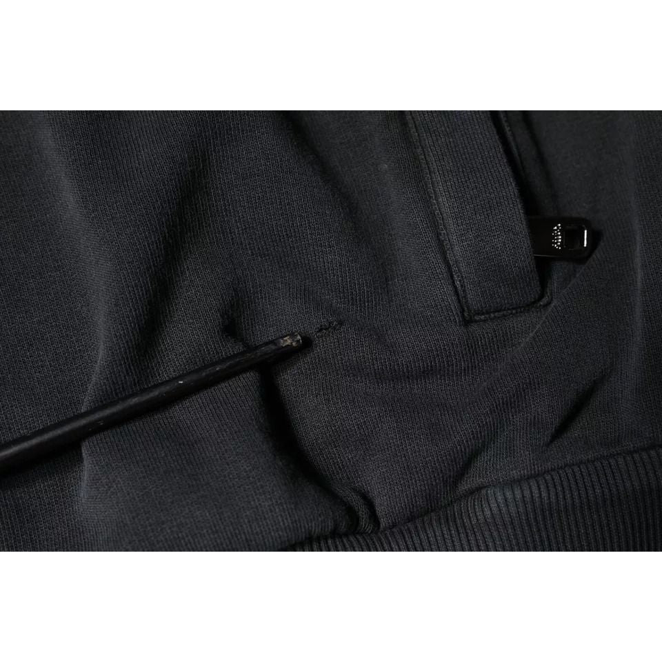 Dolce & Gabbana Black Logo Plaque Hooded Full Zip Sweater