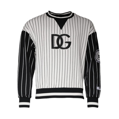 Dolce & Gabbana Black White Stripes Logo Sweatshirt Sweater
