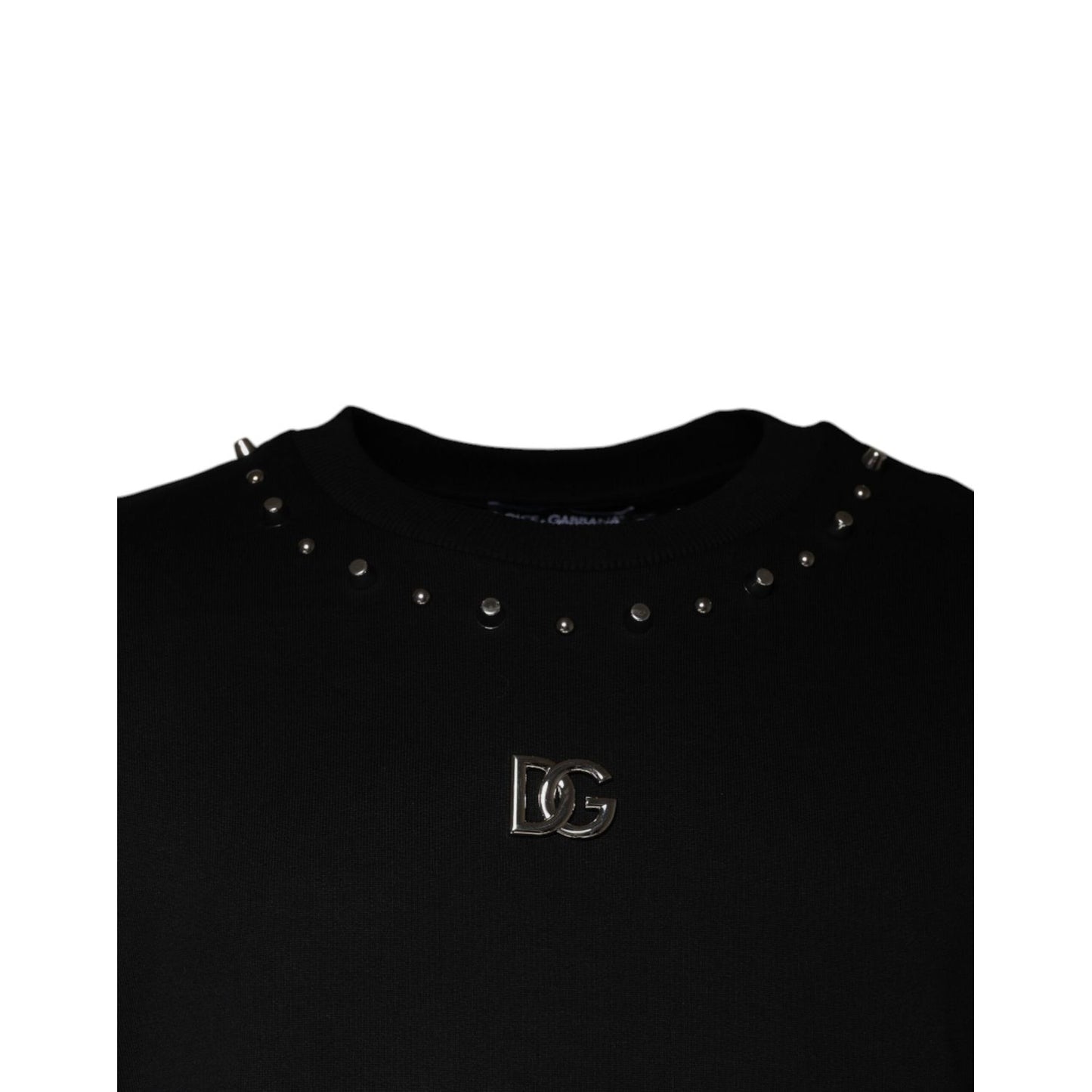 Dolce & Gabbana Black Logo Stud Pullover Sweatshirt Sweater