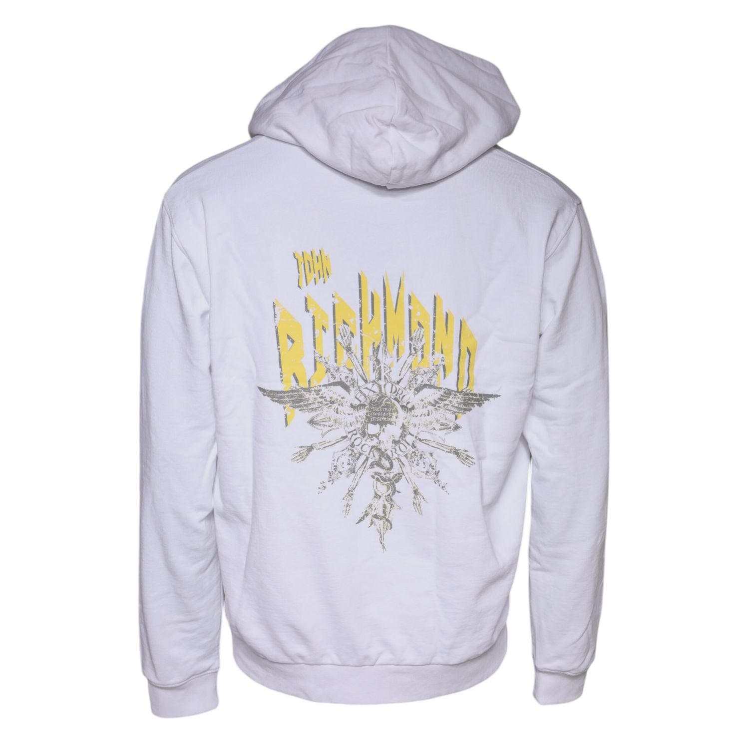 John Richmond White Logo Cotton Hooded Sweatshirt Sweater