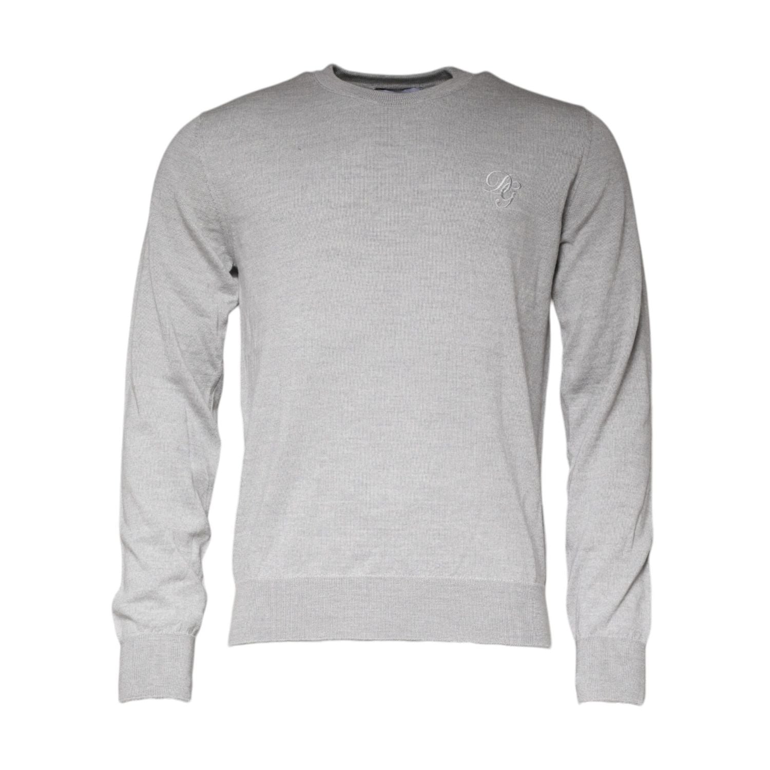 Dolce & Gabbana Light Gray Wool Crew Neck Pullover Sweater