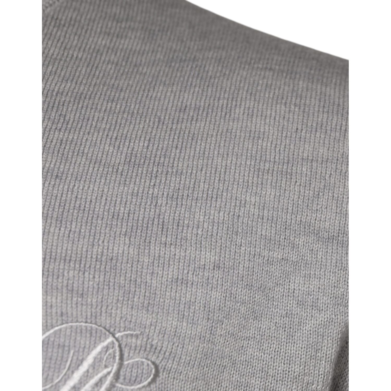 Dolce & Gabbana Light Gray Wool Crew Neck Pullover Sweater