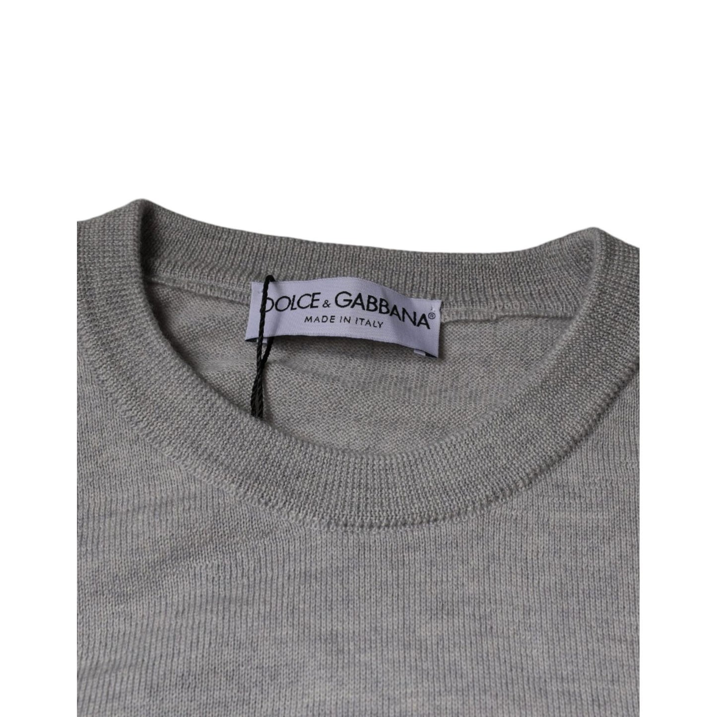 Dolce & Gabbana Light Gray Wool Crew Neck Pullover Sweater