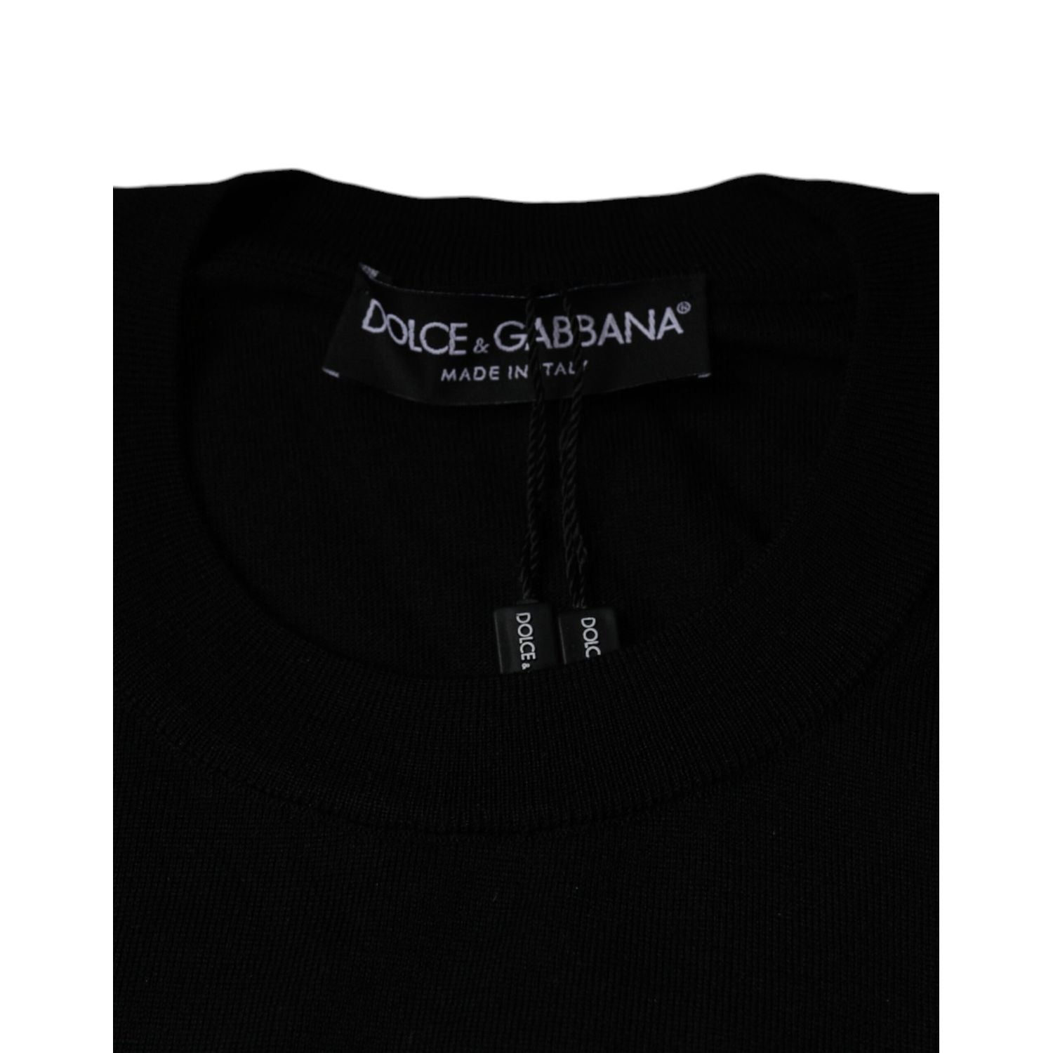 Dolce & Gabbana Black Crown Heart Crew Neck Pullover Sweater