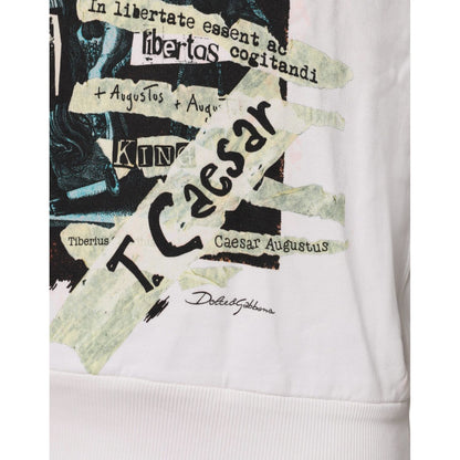 Dolce & Gabbana White Caesar Cotton Hooded Pullover Sweater