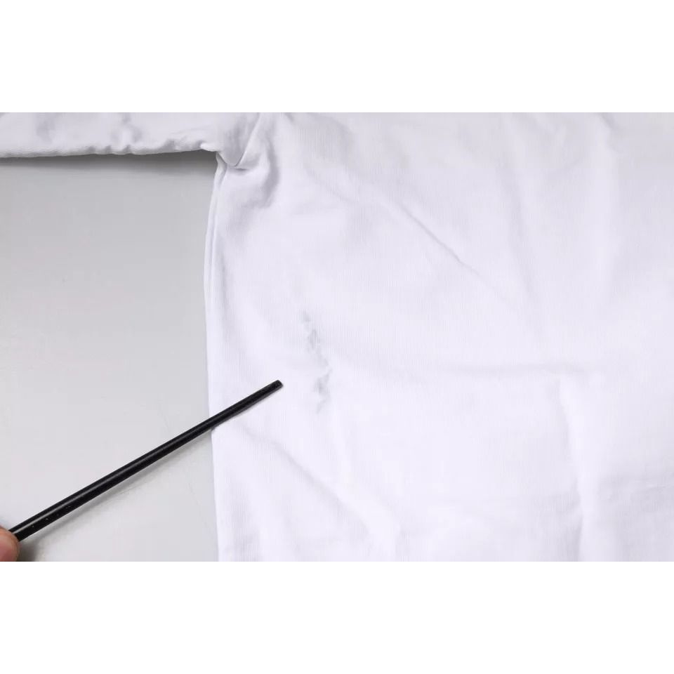 Dolce & Gabbana White Logo Print Cotton Crew Neck T-shirt