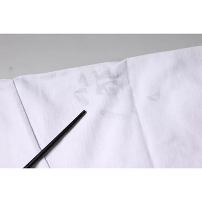 Dolce & Gabbana White Logo Print Cotton Crew Neck T-shirt