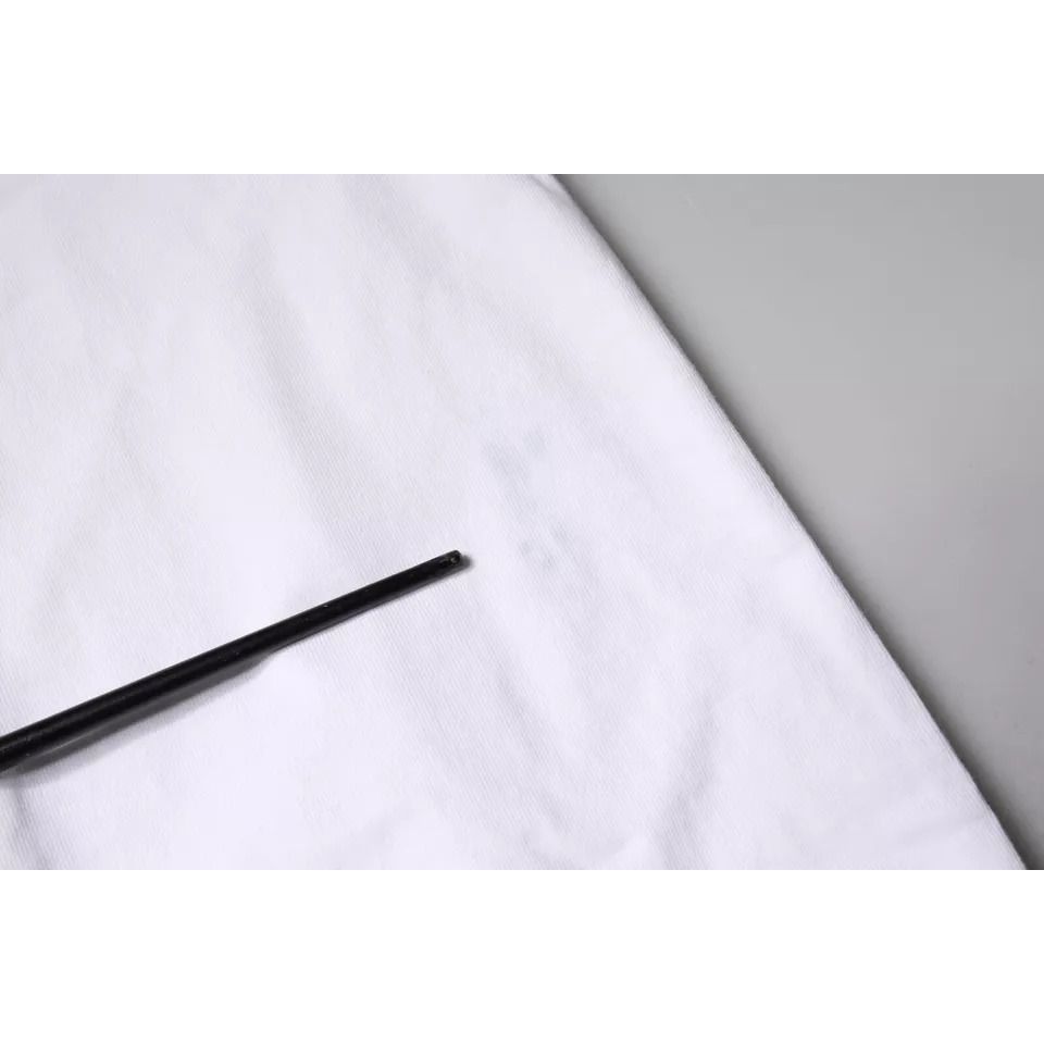 Dolce & Gabbana White Logo Print Cotton Crew Neck T-shirt