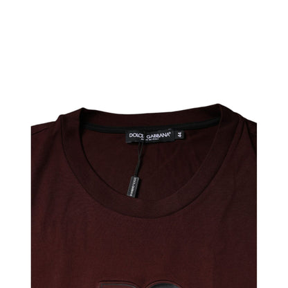 Dolce & Gabbana Maroon DG Logo Cotton Crew Neck T-shirt