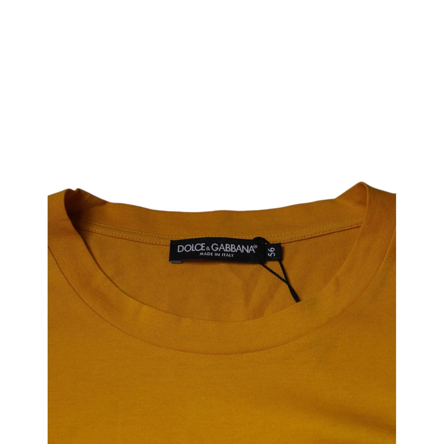 Dolce & Gabbana Mustard Embossed Logo Crew Neck T-shirt