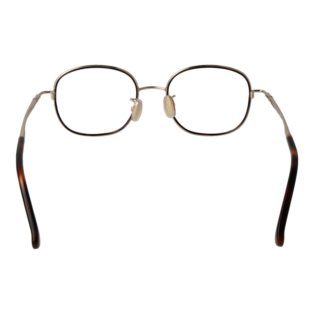 Max Mara Brown Women Glasses Frame, metal full-rim with demo plastic lenses, classic round style