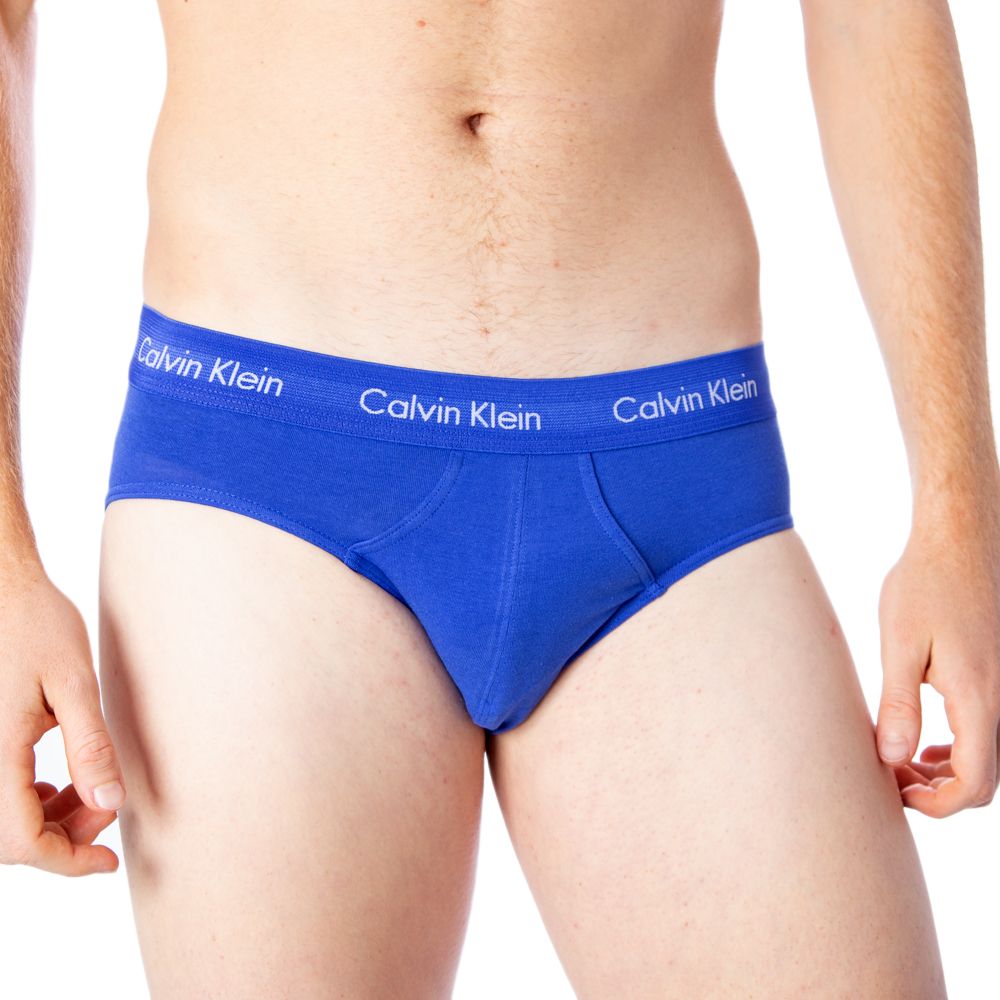 Calvin Klein Underwear Blue Cotton Underwear stylish men's brief with logo waistband for comfort and support.