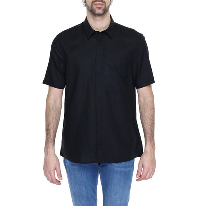 Antony Morato Black Linen Shortsleeve Shirt
