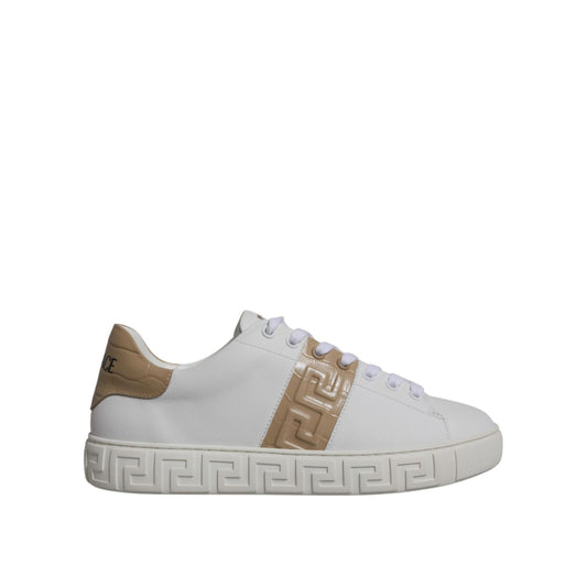 Versace White Brown Greca Print TPU Low Top Men Sneakers Shoes MV6394-38
