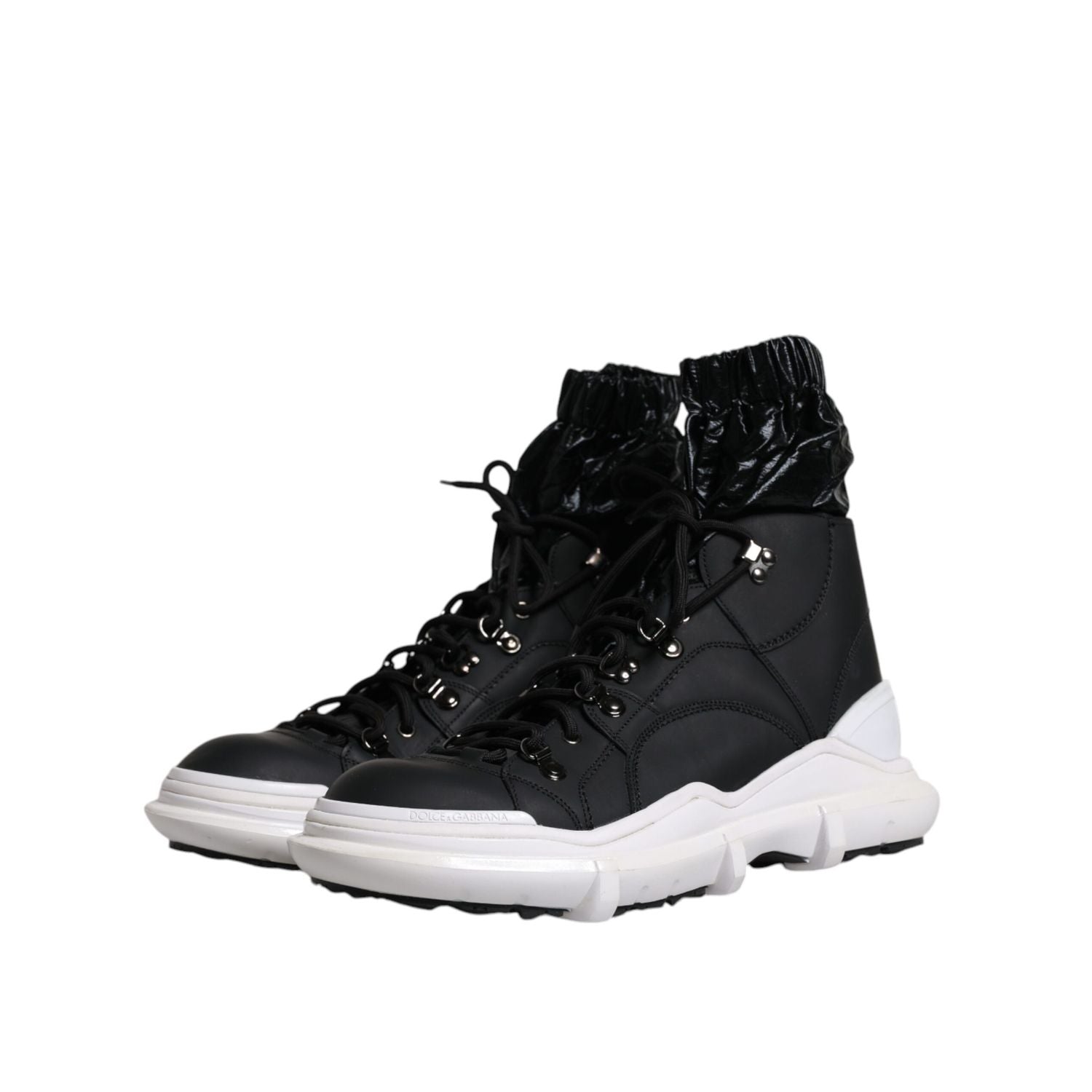 Dolce & Gabbana Black Nylon Galileo High Top Sneakers Shoes