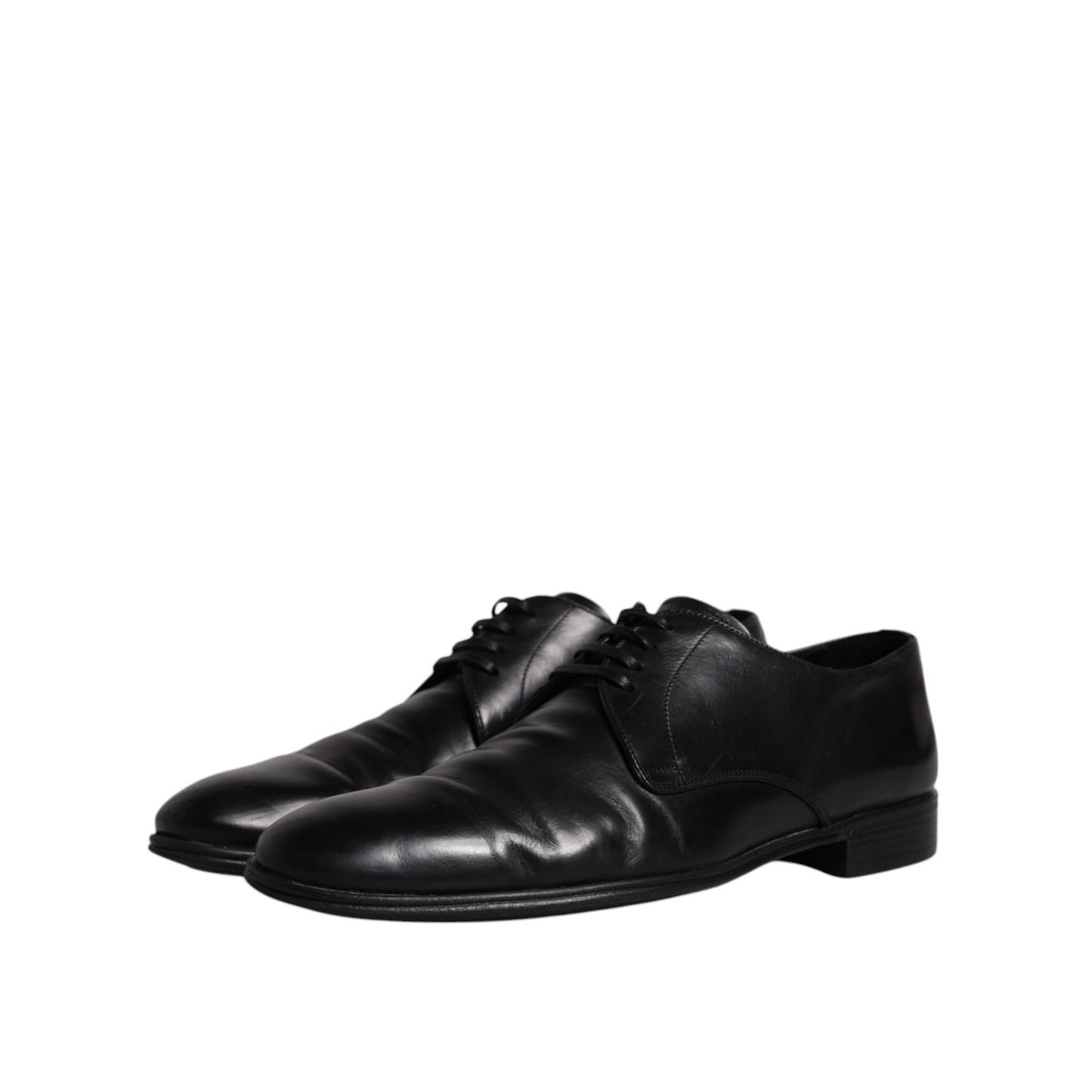 Dolce & Gabbana Black Leather Lace Up Men Derby Formal Shoes
