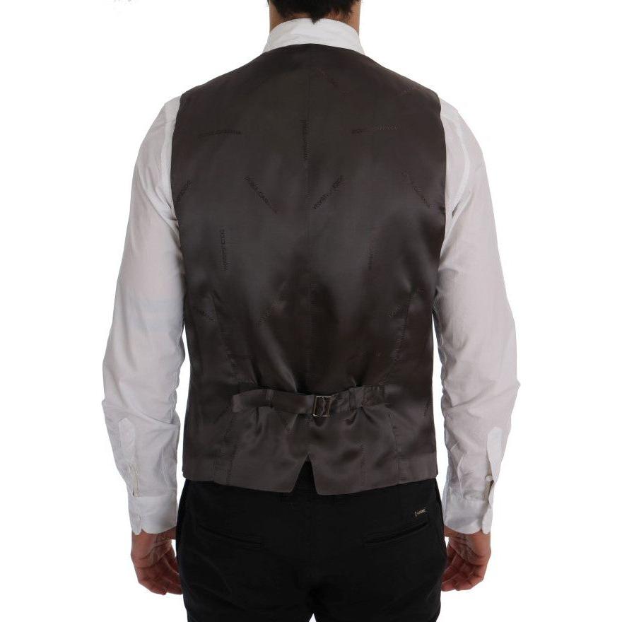 Dolce & Gabbana Gray STAFF Cotton Striped Vest SIG60345-1
