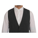 Dolce & Gabbana Gray STAFF Cotton Striped Vest SIG60345-1