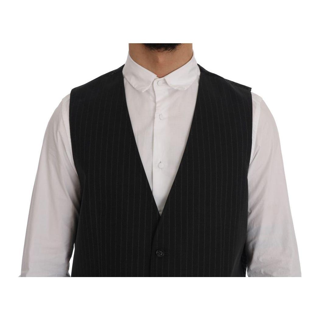 Dolce & Gabbana Gray STAFF Cotton Striped Vest SIG60356-1