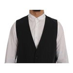 Dolce & Gabbana Gray STAFF Cotton Striped Vest SIG60356-1