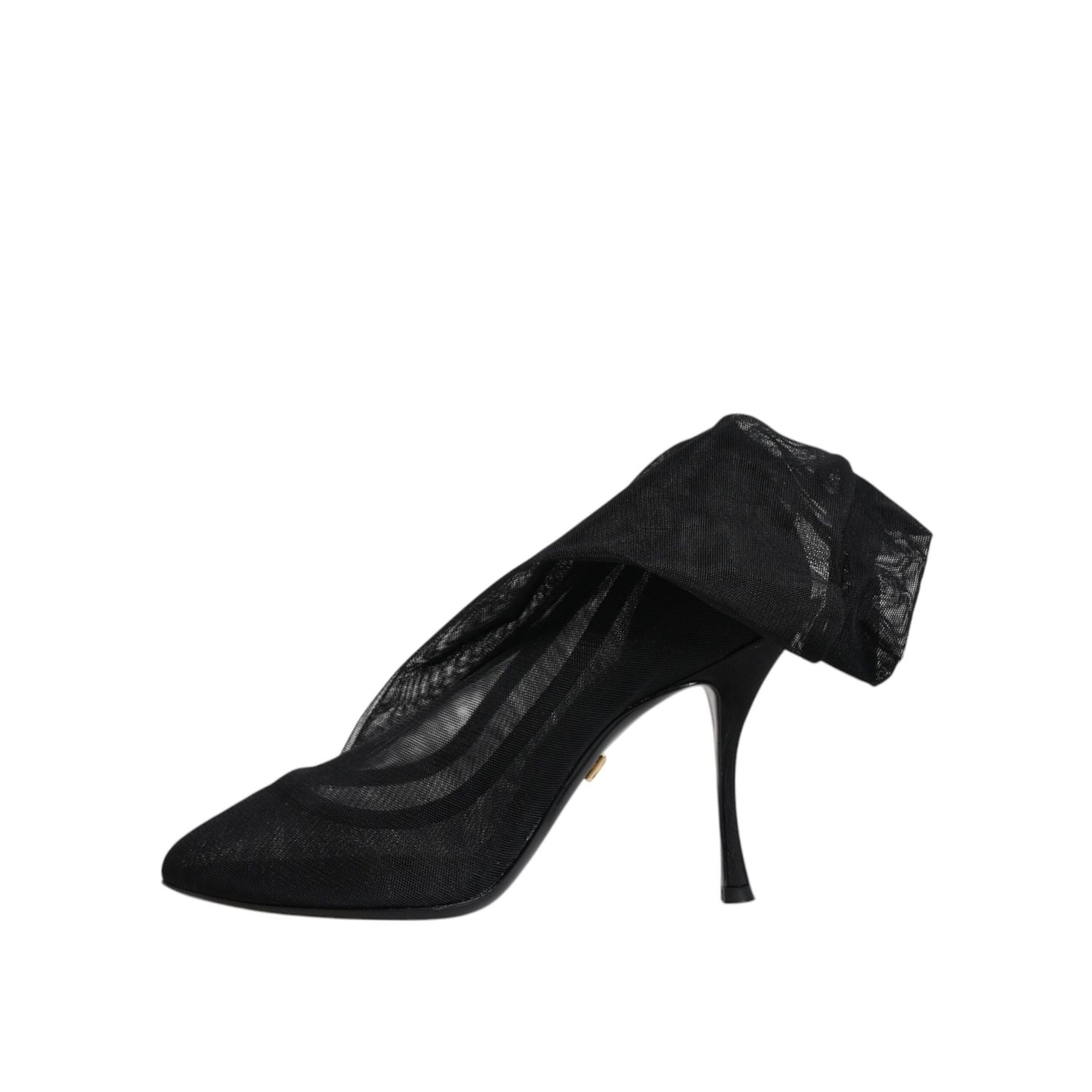 Dolce & Gabbana Black Silk Stretch Mesh Sock Boots Shoes