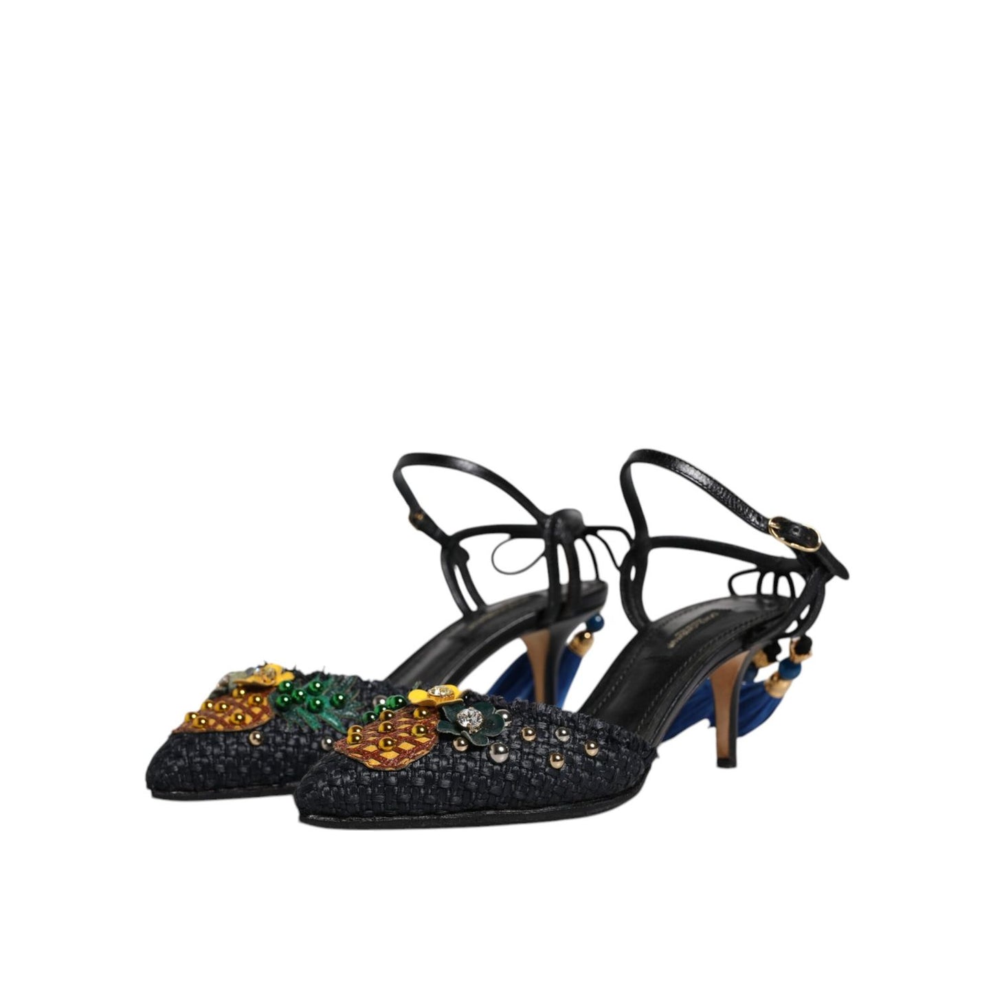 Dolce & Gabbana Black Pineapple Bellucci Heels Sandals Shoes