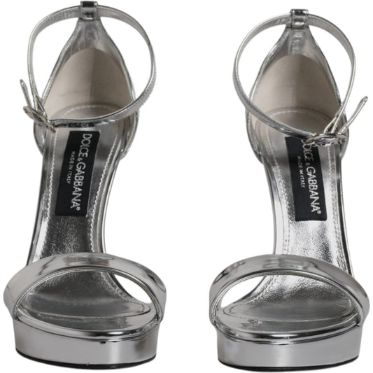Dolce & Gabbana Dolce & Gabbana Silver KEIRA Heels Ankle Strap Sandals Shoes LA12033-39 1728,67345645728,Dolce & Gabbana,EU39/US8.5,Material: 60% Polyurethane 40% Polyester,Preowned / Defect,Sandals - Women - Shoes,Shoes,Silver,Women,Women - Shoes