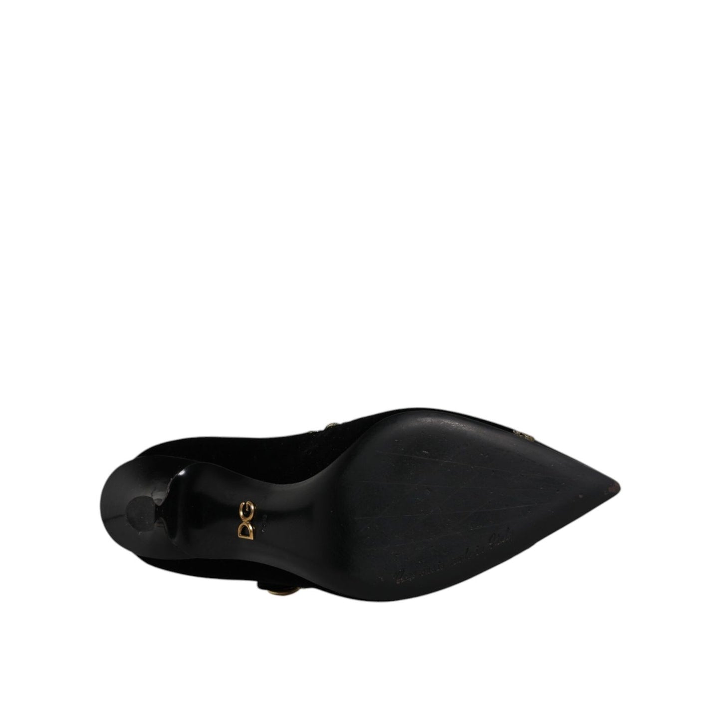 Dolce & Gabbana Black Velvet Gold Mary Janes Pumps Shoes
