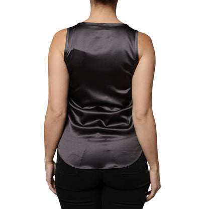 Brunello Cucinelli Black Silk Blend Sleeveless Tank Top