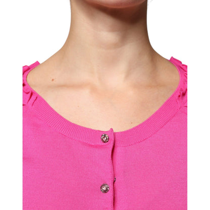 Dolce & Gabbana Pink Wool Button Down Cardigan Sweater