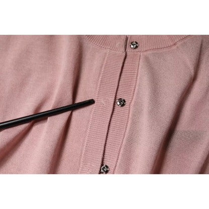 Dolce & Gabbana Pink Wool Knit Button Down Cardigan Sweater