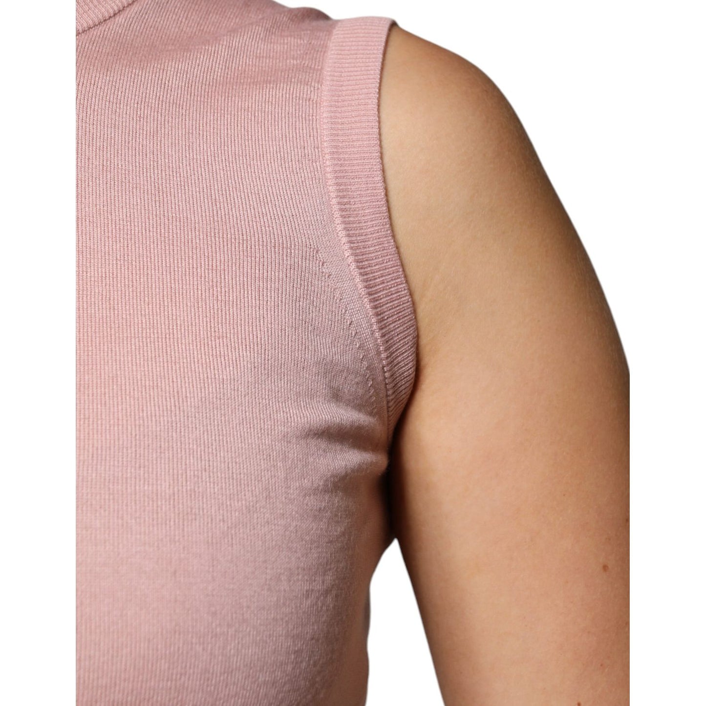 Dolce & Gabbana Pink Cashmere Knitted Sleeveless Tank Top