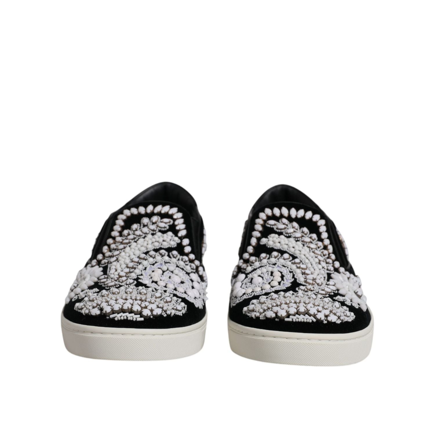 Dolce & Gabbana Black Embellished London Men Slip On Shoes