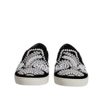 Dolce & Gabbana Black Embellished London Men Slip On Shoes