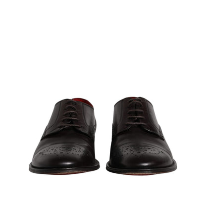 Dolce & Gabbana Black Calfskin Leather Derby Men Dress Shoes