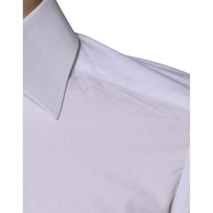 Dolce & Gabbana White Cotton Long Sleeve GOLD Dress Shirt