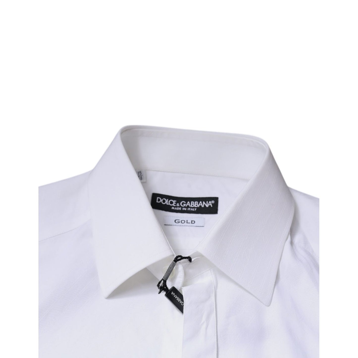 Dolce & Gabbana White Cotton Long Sleeve GOLD Dress Shirt