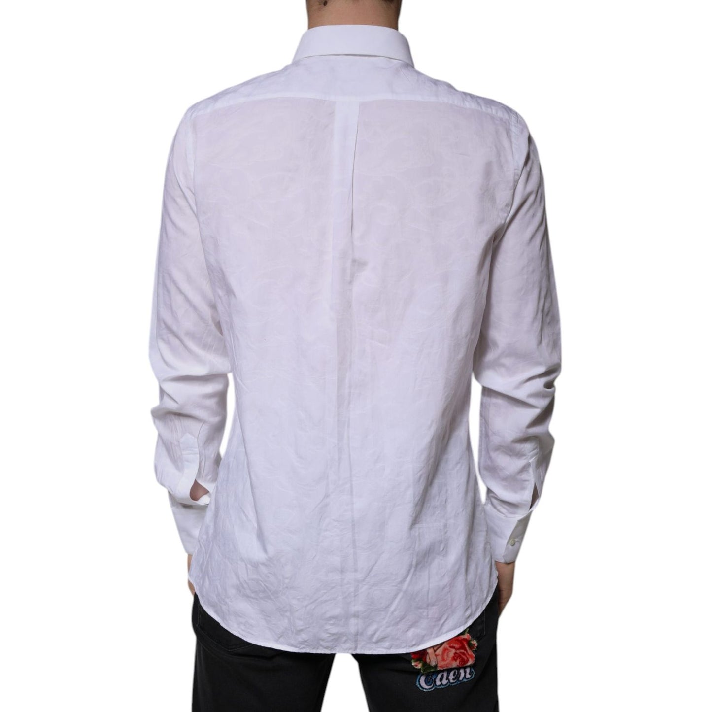 Dolce & Gabbana White Cotton Slim Fit Men MARTINI Dress Shirt