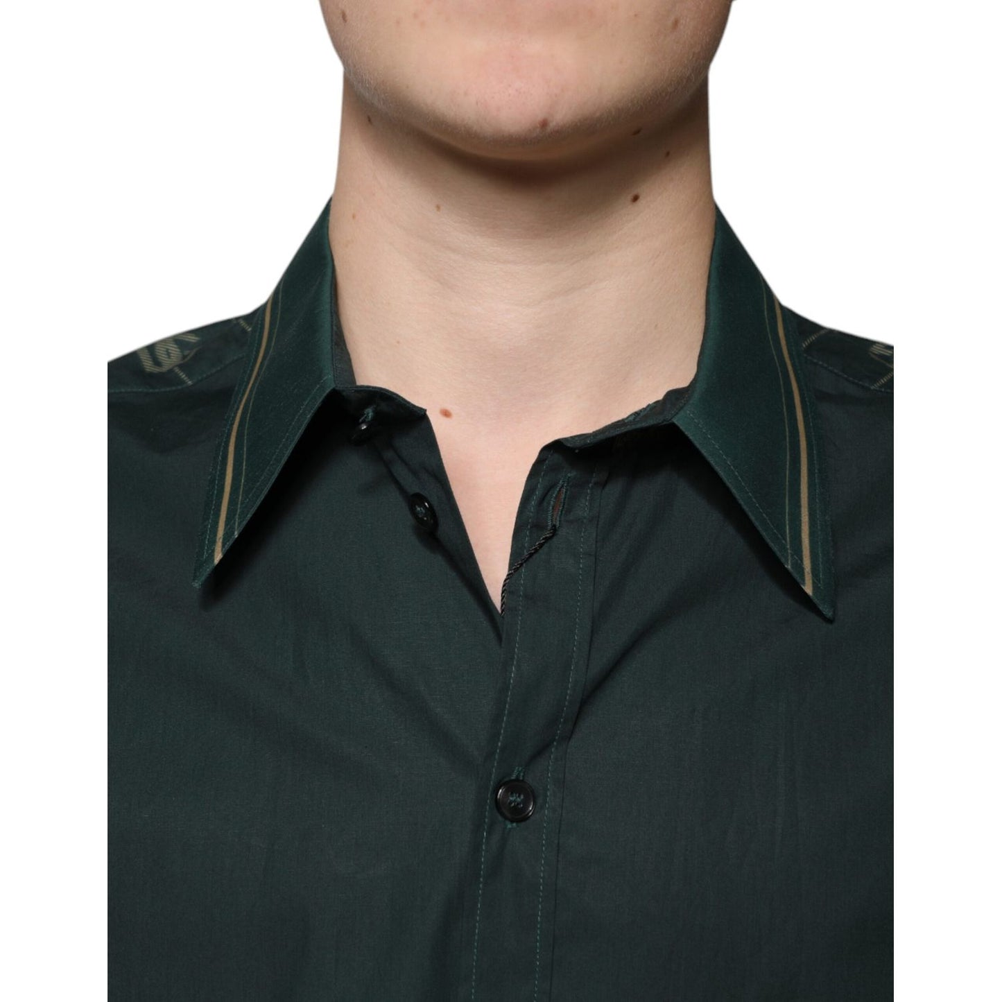 Dolce & Gabbana Green Logo Long Sleeve MARTINI Casual Shirt