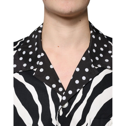 Dolce & Gabbana Black White Zebra Button Down Oversize Shirt