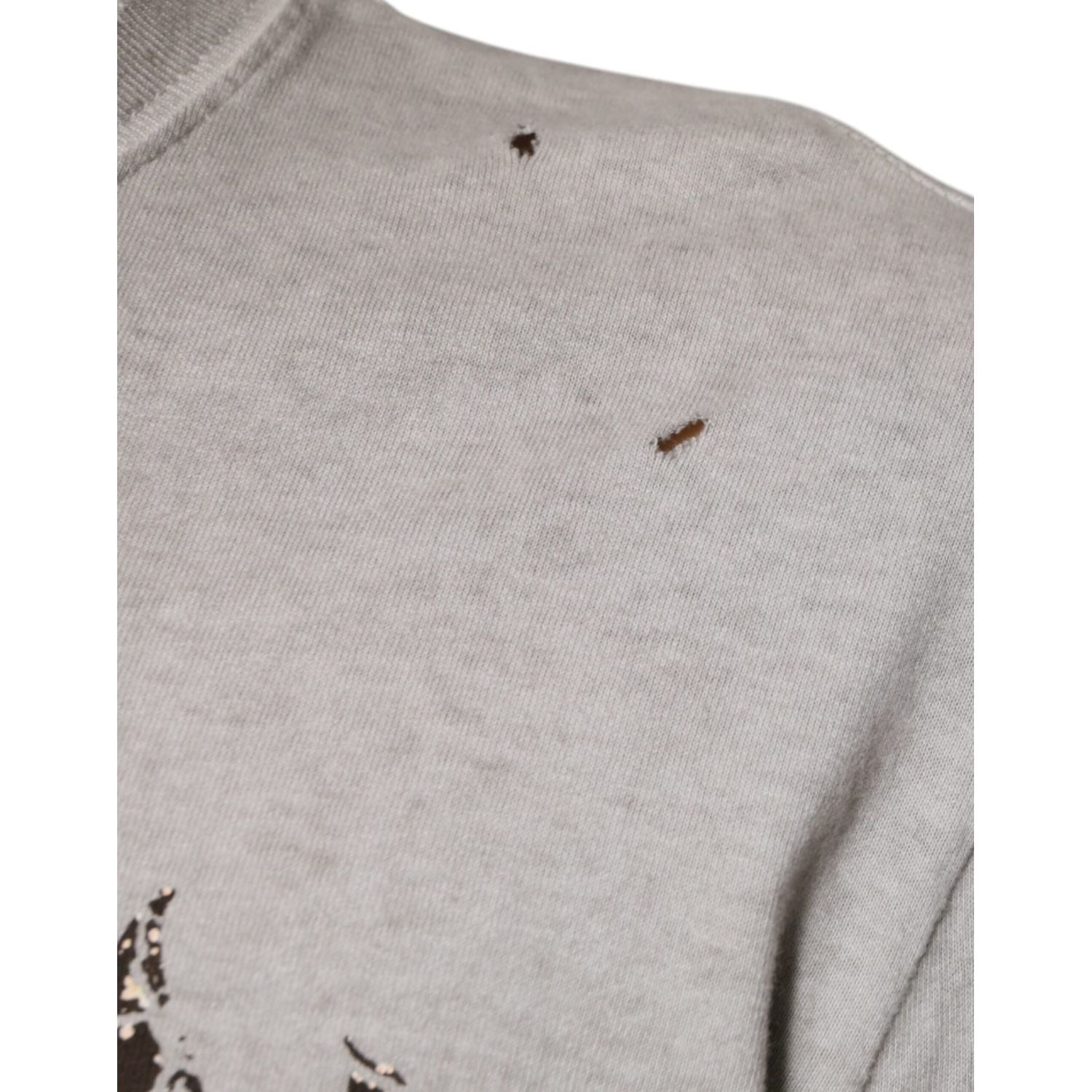 Dolce & Gabbana Gray Printed Cotton Crewneck Pullover Sweater