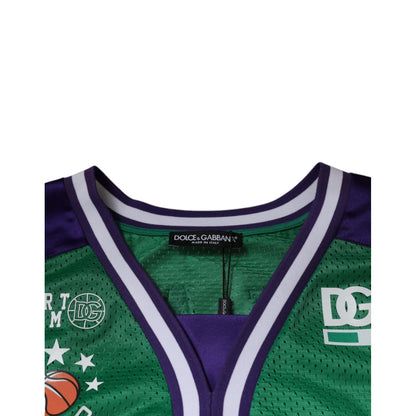Dolce & Gabbana Green Polyester Jersey Sleeveless T-shirt