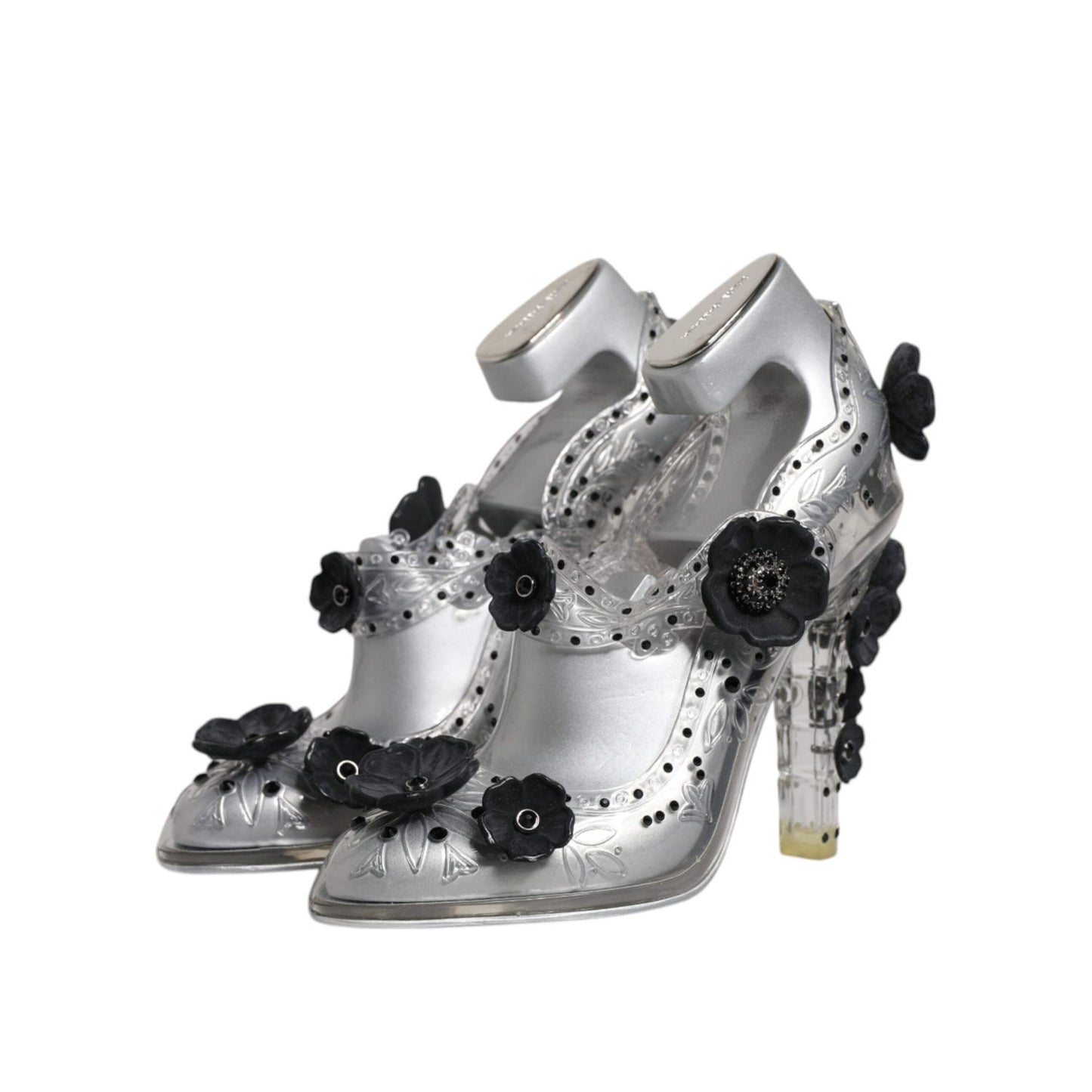 Dolce & Gabbana Clear Floral Crystal CINDERELLA Heels Shoes