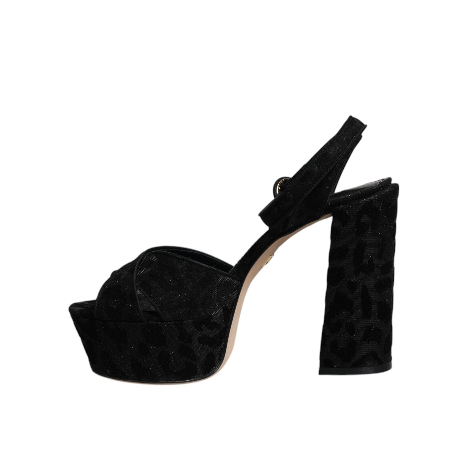 Dolce & Gabbana Black Leopard Platform Heels Sandals Shoes