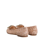 Dolce & Gabbana Beige Lace Crystal Ballet Flats Loafers Shoes LA12084-34