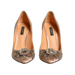 Dolce & Gabbana Beige Satin Crystal High Heels Pumps Shoes LA12143-39