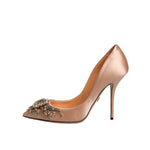 Dolce & Gabbana Beige Satin Crystal High Heels Pumps Shoes LA12143-39