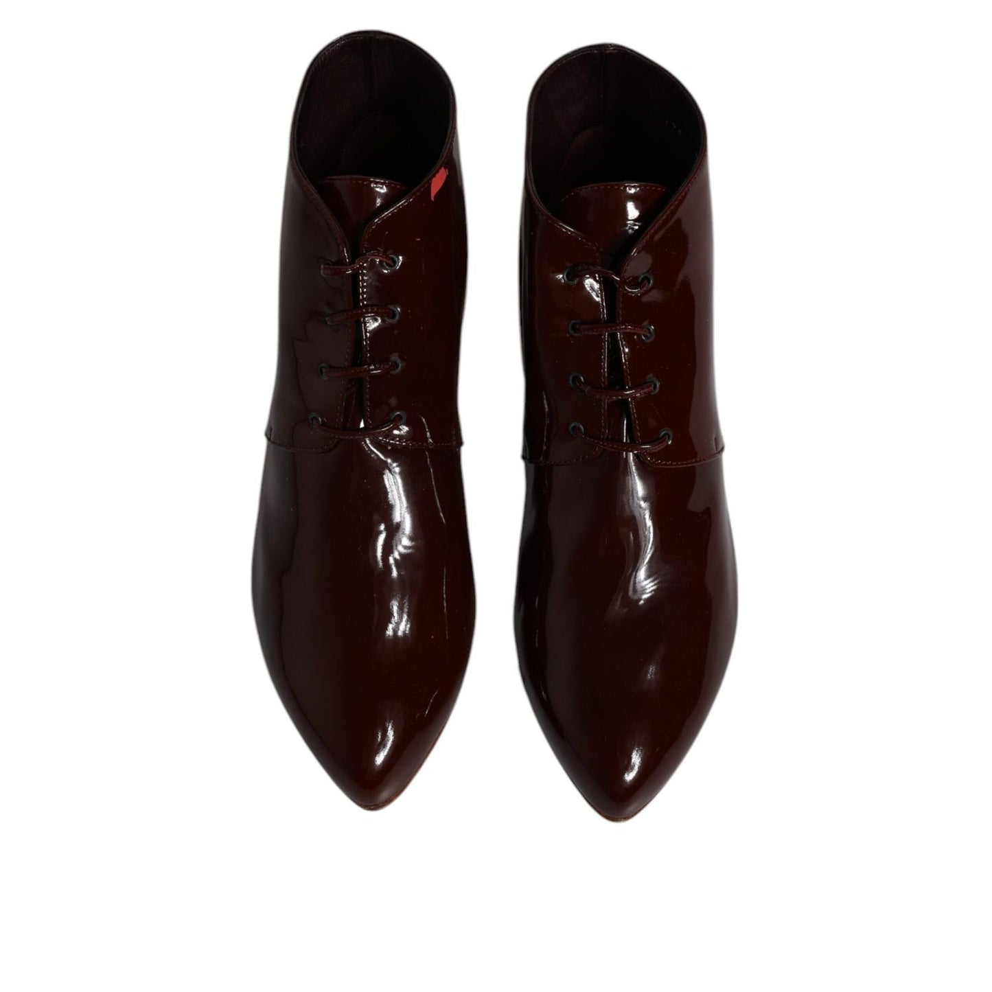 Dolce & Gabbana Maroon Leather Lace Up Ankle Boots Shoes