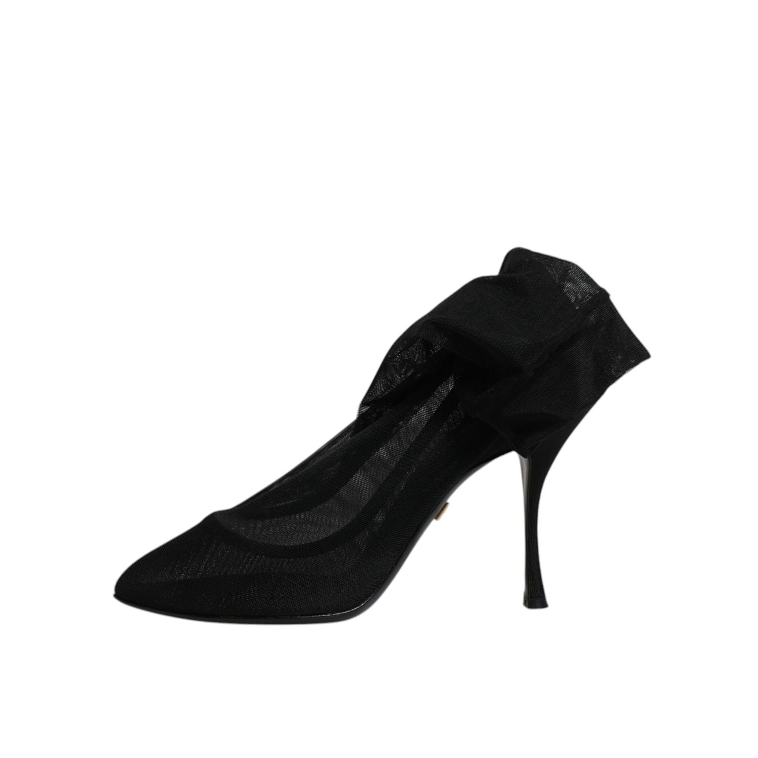 Dolce & Gabbana Black Silk Mesh Sock Style Boots Shoes